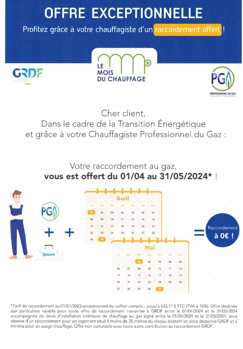 Installateur agrée Grdf pour le raccordement gaz gratuit à Dieppe